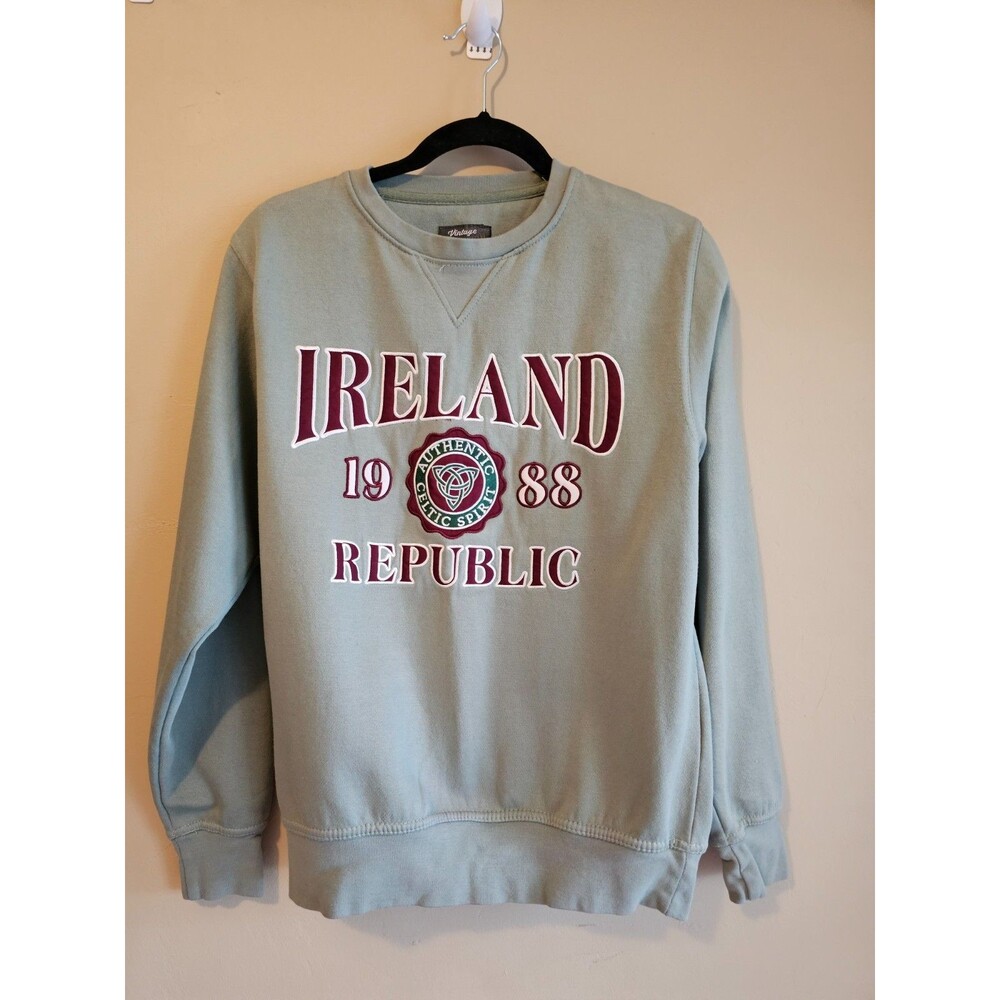 Cara Craft Ireland Hoodie 1988 Green applique sweatshirt-vintage size 8/Small